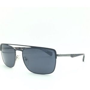 Prada Matte Black Khaki Rectangular Sunglasses SPR 50Q 1BO-0A9
